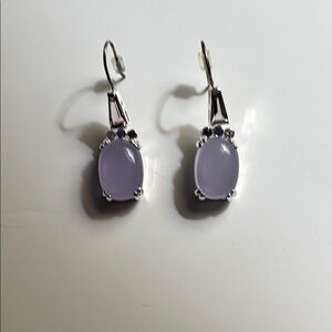 Genuine Monet Faux Chalcedony and Amethyst Silver Tone Earrings